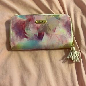 Buxton multi colored double zip wallet never used